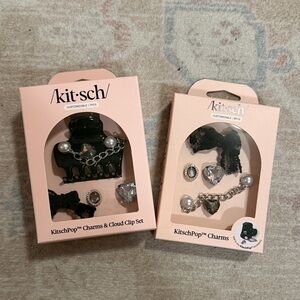 Kitsch Black and Silver Charm Hair Clip Set